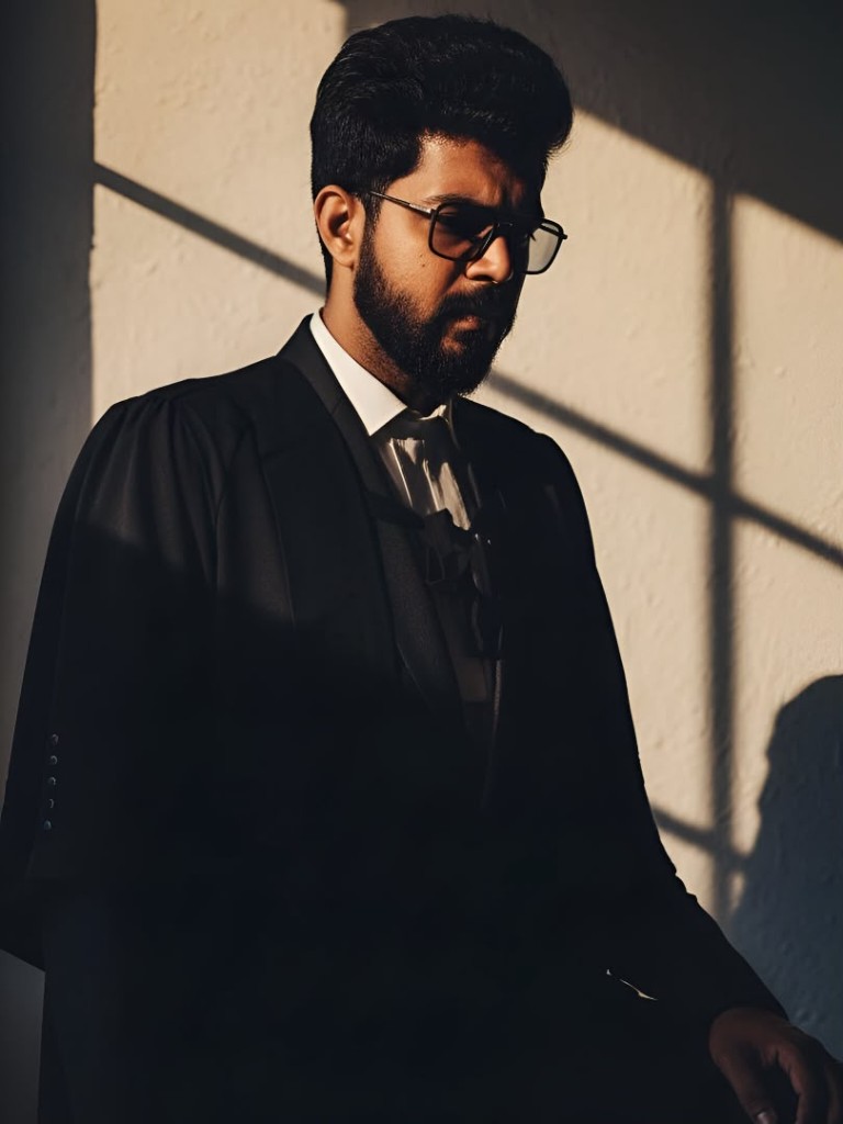 Advocate Selva Kumar in professional court attire